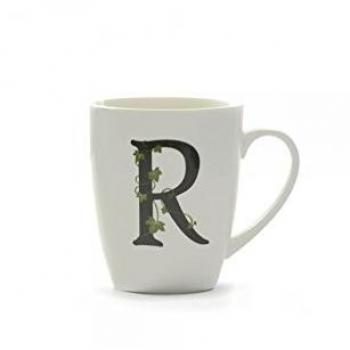 La Porcellana Taza Letra R, Color Blanco
