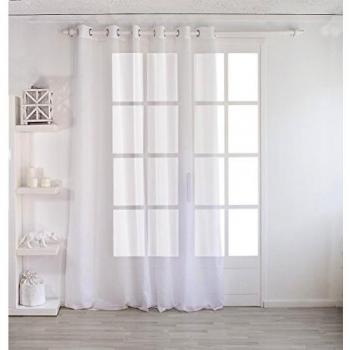 Voilage Sablé Blanco 240x240 cm con 12 Oeillets Plateados - 100% Poliéster