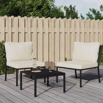 Sillas de jardín vidaXL 2 uds acero con cojines color arena 60x74x79cm Gris