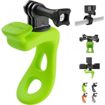 Soporte de manillar de goma verde Telesin para cámaras de acción, flexible y ajustable