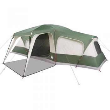 9-Person Green Waterproof Family Dome Tent with Porch and Rainfly