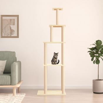 Árbol para gatos con arañazos en crema de sisal 183 cm
