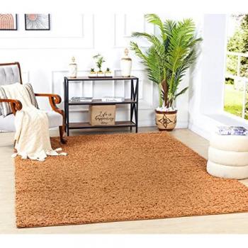 Alfombra de Pasillo Shaggy Terracota 80 x 220 cm, Pelo Largo, Suave, Moderna