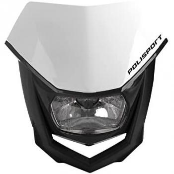 Faro delantero HALO de polipropileno con lámpara de halógeno compatible con todos los modelos de motocross/enduro en color blanco/naranja