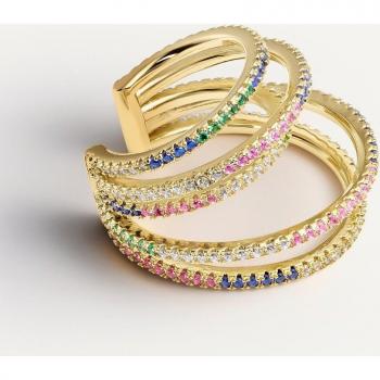 Earcuff Deio dorado con circonitas en metal libre de níquel