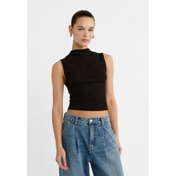 Stradivarius Black Mini Mock Neck Top S