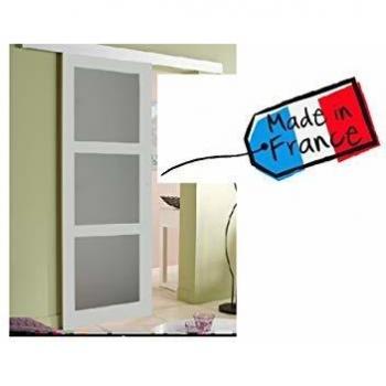 Puerta Corredera Vitrea Gris Claro Greyria RAL7035 204x73 cm con Carril de Aluminio y 2 Carcasas