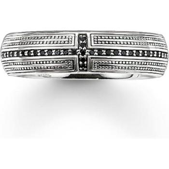 Thomas Sabo Sterling Silver Men's Pavé Cross Band Ring