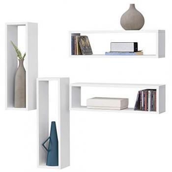 Juego de 4 estantes flotantes para pared Fagernes - Aglomerado blanco 59 x 14,5 x 17 cm