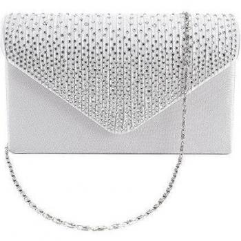 Anladia - Bolso de Mano Cartera de Mano Tipo Clutch Decorado con Diamantes Cierre Imán con Cadena Larga de 118cm para Mujer para Fiesta Boda Salidas Cena
