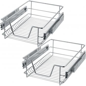 Cajones telescópicos Tectake para cocina y dormitorio - Bandeja telescópica para armarios de 30 cm, 40 cm, 50 cm o 60 cm de ancho, fácil montaje, rieles totalmente extensibles