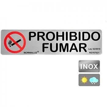 Normaluz RD707021 - Señal Rectangular Prohibido Fumar Acero Inoxidable Adhesivo 0.8 mm 5 x 20 cm