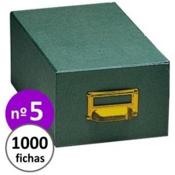 Fichero Karman Cartón 190 x 250 mm para 1000 Fichas, número 5, cartón forrado verde entelado