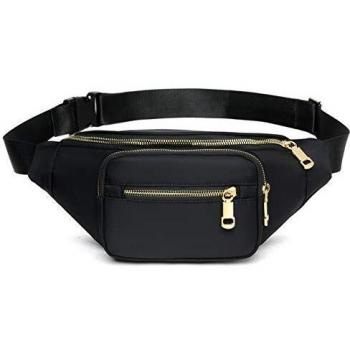 Estwell Riñonera Deportiva Riñonera de Marcha Running Hombre Mujer Impermeable Gran Capacidad Bolso de Cintura Viajar Moda Riñoneras Multifuncional, Negro