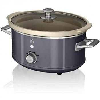 Swan Retro SF17021GRNEU Olla Cocción Lenta 3,5L Recipiente Extraíble, Antiadherente Cerámica libre
