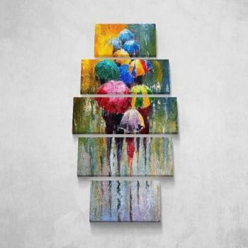 Impresión sobre Lienzo Multicolor Bajo la Lluvia - Poliéster y Madera, 100x3x60 cm