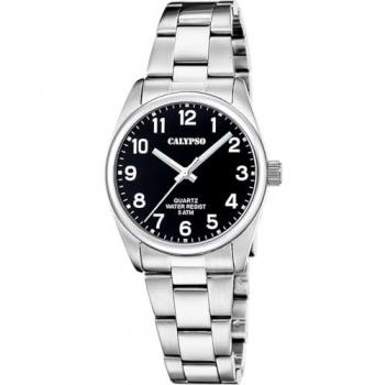 Reloj Calypso Basic K5863/4 Negro Mujer, Caja de Acero Inoxidable 316L Plateado
