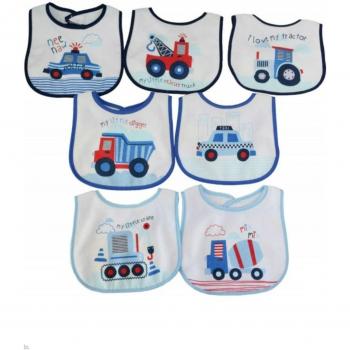 Juego de baberos de rizo, impermeables, con diseño de tractor, camión, coche de policía y coches, 7 unidades