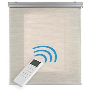 Estores Enrollables Motorizados Automáticos Screen con Mando Tejido Técnico Acabado en Aluminio - Protección Solar Gris 180x250 cm