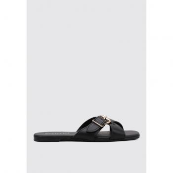 Sandalia Plana Limma Punta Chiappa 38 Negro Mujer