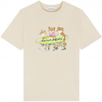 Maison Kitsuné Surfing Foxes Comfort T-Shirt - Paper - 120KJ-P205 SUF - PAPER - male - Size: XL