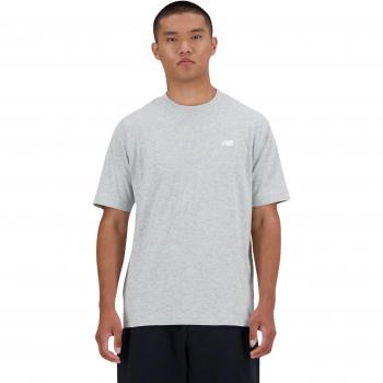 Camiseta básica de algodón gris New Balance para hombre con logo pequeño, manga corta, talla S