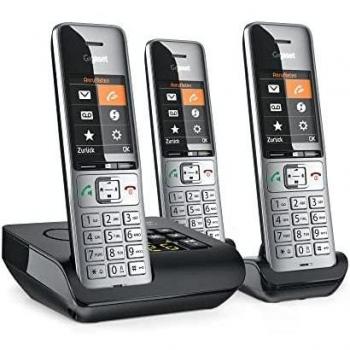 Gigaset Comfort 500A Trio Teléfono DECT/analógico Identificador de llamadas Negro, Plata