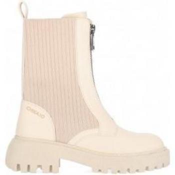 Chika10 Sierra 06 Beige Botín Militar para Mujer con Cremallera Frontal