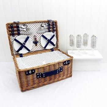 Fine Food Store - Cesta de picnic para 4 personas con cubiertos, platos, vasos y otros accesorios