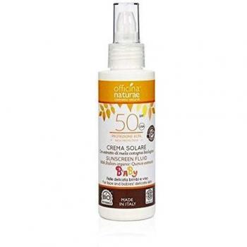 Crema solar fluida SPF 50 de alta protección para niños - Botella de bioplástico 100 ml - Officina Naturae