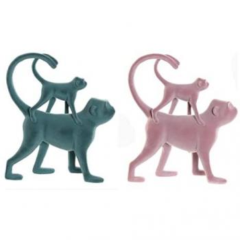Figura Decorativa DKD Home Decor Verde Rosa Resina Flocado Tropical 22,5 x 8 x 27,5 cm