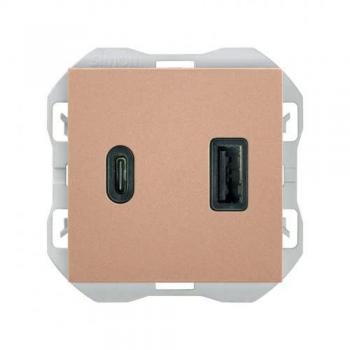 Cargador USB doble A+C 3,1A Quickcharge SIMON 270 cobre 20000296-091