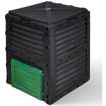 Compostador de Jardín 300L, Compostera Orgánica Resistente a UV, Negro y Verde