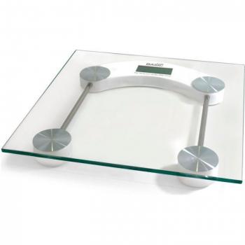 Basic Home Báscula de Baño Digital Cuadrada Transparente 150KG - Precisión y Diseño Moderno - Pantalla Digital Clara - Fácil de Usar y Mantener