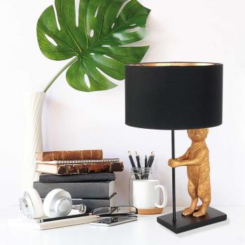 Lámpara de mesa Steinhauer Animaux 7202ZW, metal y lino, color negro
