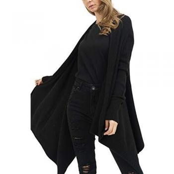 trueprodigy Casual Mujer Marca Chaqueta de Punto Basico Ropa Retro Vintage Rock Vestir Moda Manga Larga Slim fit Designer Fashion Rebeca Cardigan, Colores:Black, Tamaño:L