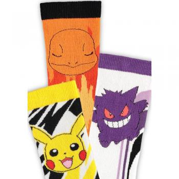 Pack de 3 pares de calcetines Pokémon Pikachu, Charmander y Gengar - Talla 43-46 - Multicolor Unisex