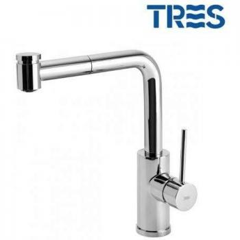 Tres Griferia - Monomando Fregadero Vertical Max‑Tres Con Ducha Extraíble