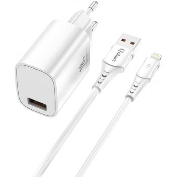 Kit Cargador Rápido Qcharx Artemisia 3A 18W con Cable USB Lightning Blanco