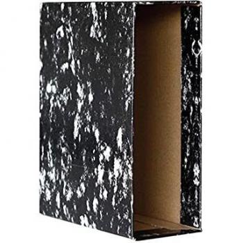 Archivador negro jaspeado A-Z 2 anillas tamaño folio. Ollao y cantos metálicos, cartón extraduro. Incluye caja