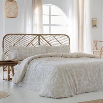 Funda Nórdica Beige 100% Algodón Orgánico Reversible Batan 220x220 cm para Cama de 135 con Funda de Almohada y Certificación GOTS