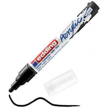 edding 5100 marcador acrílico de trazo medio - negro - 1 rotulador acrílico resistente al agua - punta redonda 2-3 mm - pintura acrílica para lienzo, papel kraft, madera y piedra