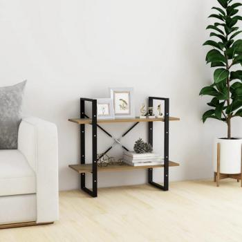 Estantería de 2 niveles de madera maciza de pino, dimensiones 80x30x70 cm, color marrón
