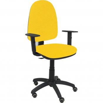 Piqueras y Crespo Silla AYNA Bali Amarillo Brazos Regulables Ruedas Oficina, Tela, 115x46x40 cm