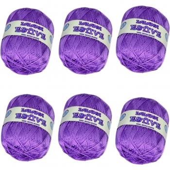 LA LANA ESTIVE 2215- PACK de 6 ovillos de 100grs cada uno para tejer. Color LILA