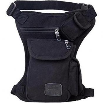 hoaey Lienzo Multibolsillos Pierna Bolsa Cintura Belt- táctico bolsa de utilidad para actividades en el exterior, hombre, negro