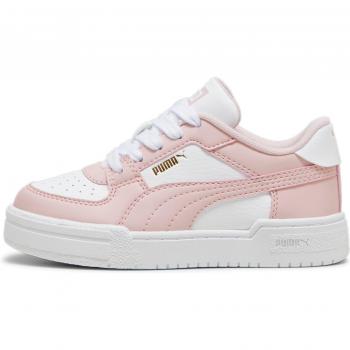 Zapatillas de baloncesto para niños Puma CA Pro Classic blancas y rosas, modelo plano con cordones, casual y moda infantil