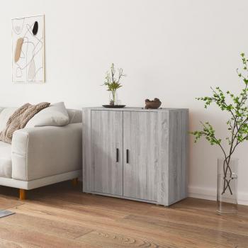 Aparador de madera contrachapada 80x33x70 cm, mueble de almacenaje de salón, armarios con puertas, cajón de madera, buffet para salón moderno, armario auxiliar, armario de almacenamiento en gris
