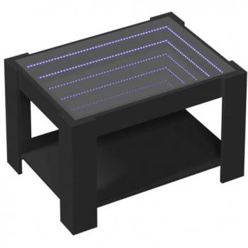 Mesa de centro con LED madera de ingeniería negro 73x53x45 cm
