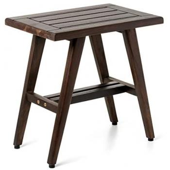 TATAY DecoTeak - Banqueta Midcentury de Madera Sostenible de Teca Maciza, Marrón, Hecho a mano, Libre de BPA, Soporta hasta 130Kg, Apta para Interiores y Ex
